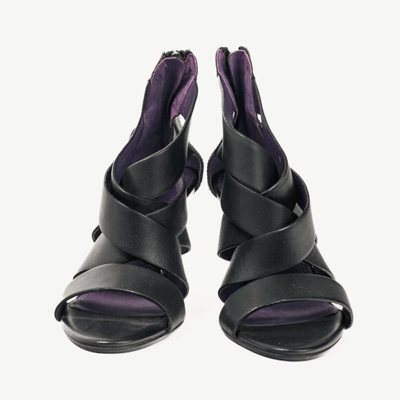 Ralph Lauren Collection Ardina II Black Strappy Leather Sandals - Picture 2 of 11